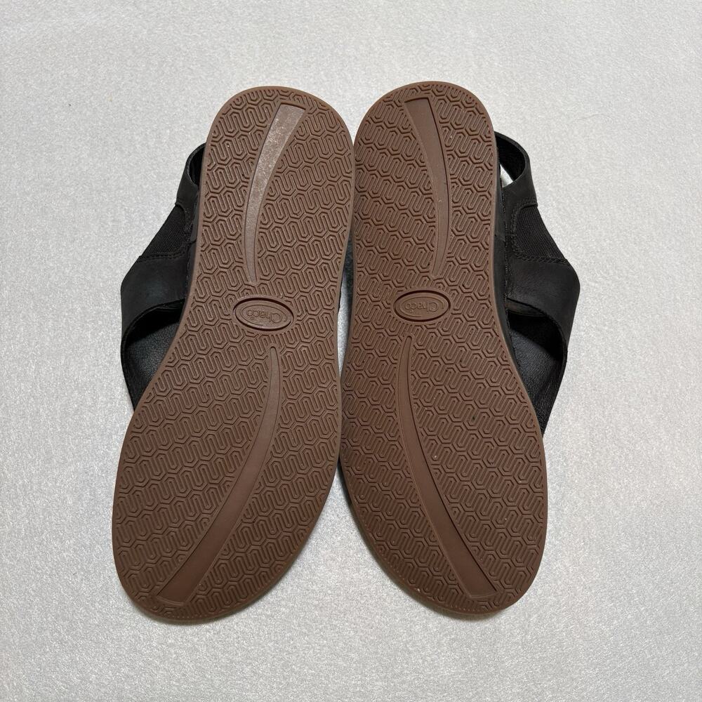 Chaco Wayfarer Black Leather Sandals Womens 8 Thong Slingback LUVSEAT Comfort - Picture 6 of 7